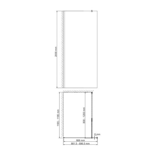 Душевая перегородка Wasserkraft Rur 30W 30W39BN-TG 90х200 стекло тонированное профиль никель - фото 4