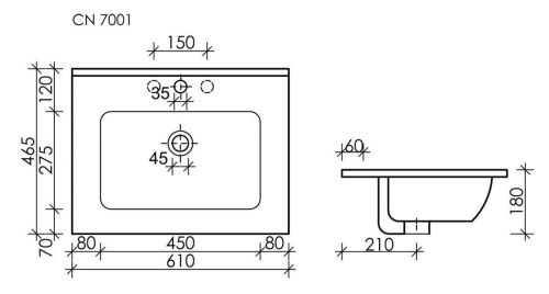 Раковина из сантехнического фарфора Ceramica Nova ELEMENT CN7001MB 60х50 накладная цвет черный 1 отверстие под смеситель - фото 5