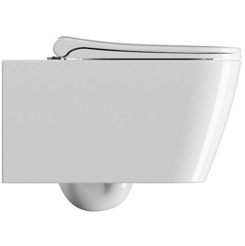 Чаша унитаза подвесная GSI Nubes 961511_УЦ/2 цвет белый без сиденья безободковая душевой смыв (раковина в эмали на примыкании к стене) - фото 2