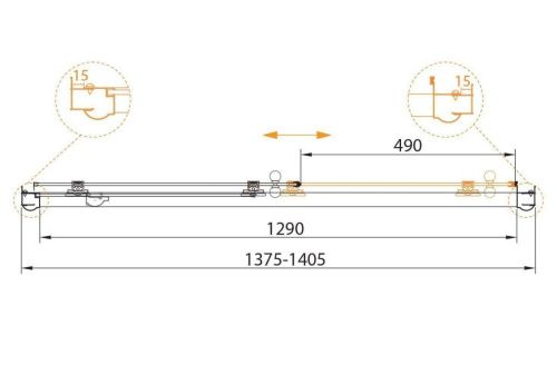 Душевая дверь Cezares GIUBILEO GIUBILEO-BF-1-140-C-G 140х195 стекло прозрачное профиль золото - фото 2
