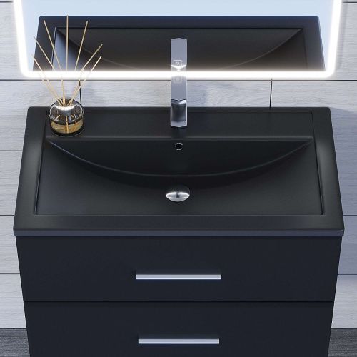 Раковина из искусственного камня Uperwood Foster Quartz 291030039 80х50 полувстраиваемая цвет черный - фото 3