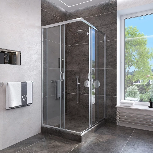 Душевой уголок Veconi Rovigo RV113-90-01-C4 90х90 стекло прозрачное профиль хром без поддона - фото 2