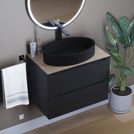 Раковина из искусственного камня Uperwood Rome 291020323 60х40 накладная цвет черный