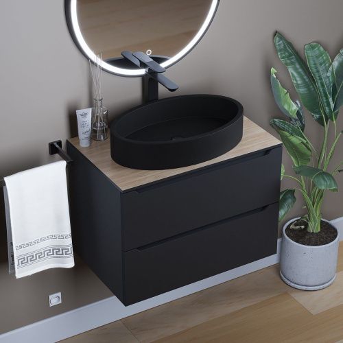 Раковина из искусственного камня Uperwood Rome 291020323 60х40 накладная цвет черный - фото 3