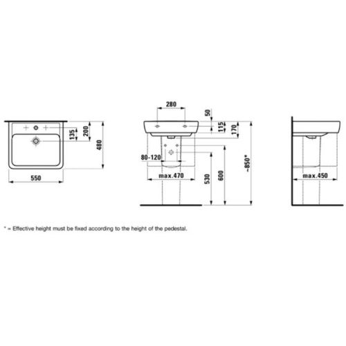 Раковина керамическая Laufen Pro 8.1895.1.000.104.1 60х50 подвесная цвет белый 1 отверстие под смеситель - фото 2