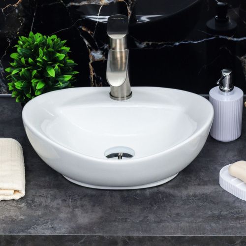 Раковина из сантехнического фарфора Melana 7167-805 60х40 накладная цвет белый 1 отверстие под смеситель - фото 3