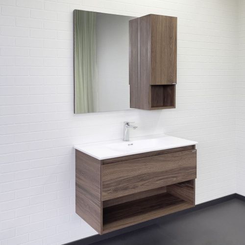 Тумба с раковиной Comforty Бордо 00-00019288CF 90х50 подвесная цвет коричневый - фото 5