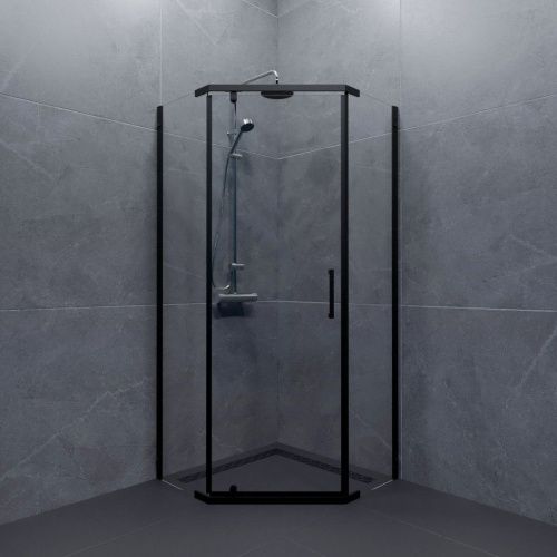 Душевой уголок Тритон Дека-Блэк Щ0000062934 100х100 стекло прозрачное профиль черный без поддона - фото 2
