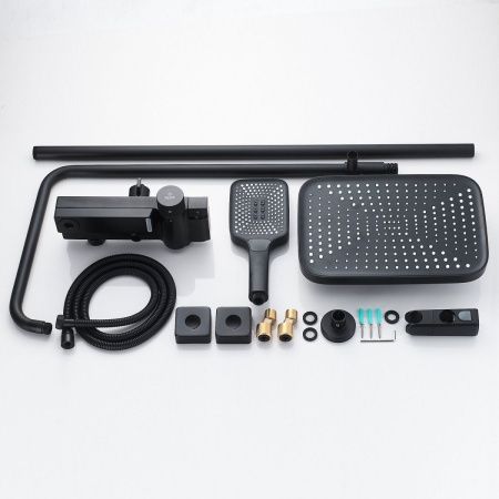 Душевая стойка Rose R1896H настенная цвет черный с термостатом