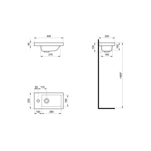 Раковина керамическая Onika Миранда 1WH302500 40х20 накладная цвет белый 1 отверстие под смеситель - фото 3