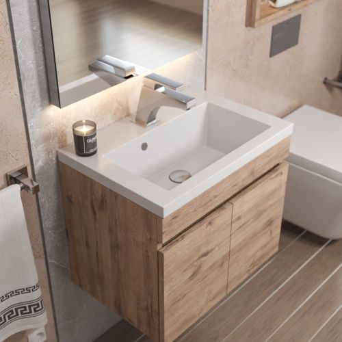 Тумба с раковиной Uperwood Eva 3930313467 50х40 цвет коричневый - фото 4