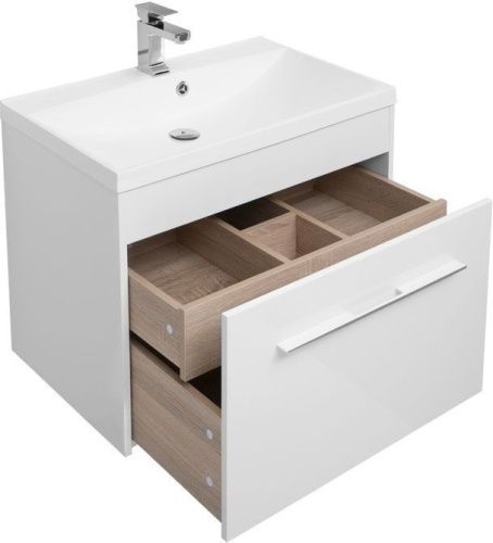 Комплект мебели: тумба с раковиной + зеркало-шкаф Aquanet Августа 00287682 80х50 подвесной цвет белый - фото 4