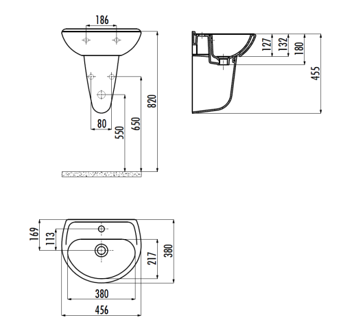 Раковина из сантехнического фарфора Creavit Oval TP145-00CB00E-0000 50х40 подвесная цвет белый 1 отверстие под смеситель - фото 2