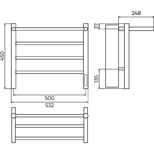 Полотенцесушитель электрический Terminus 4670078556776 55х45 хром - фото 3