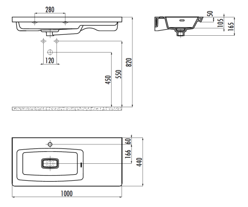 Раковина из сантехнического фарфора Creavit Memory MY100-00CB00E-0000 100х40 накладная цвет белый 1 отверстие под смеситель - фото 2