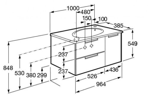 Тумба под раковину Roca Etna 7857302445 100х40 подвесная цвет коричневый - фото 4