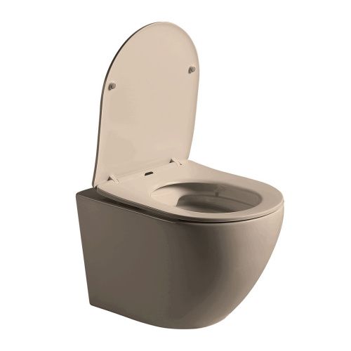 Унитаз подвесной Vincea Globo VT1-14SMC коричневый с сиденьем микролифт безободковый душевой смыв - фото 4