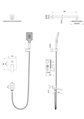 Душевая система Wonzon & Woghand Fit WW-88939009A-MB встраиваемая в стену цвет черный - фото 2