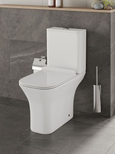 Унитаз напольный с бачком Orange C02-000W белый с сиденьем микролифт душевой смыв - фото 2