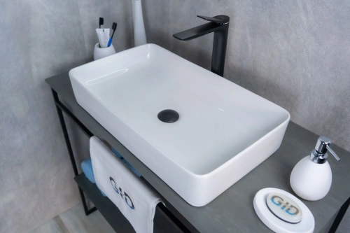 Раковина керамическая Gid Geométrico 51140 60х30 накладная цвет белый без отверстий под смеситель - фото 2