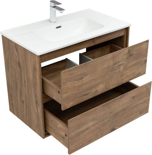 Тумба под раковину Aquanet Милан 00336379 80х50 подвесная цвет коричневый - фото 4