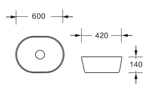 Раковина из сантехнического фарфора Milleau NUAGE MU7100D-MW 60х40 накладная цвет белый без отверстий под смеситель - фото 2