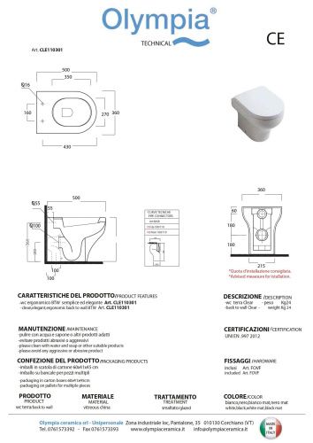 Чаша унитаза приставная Olympia Clear CLE1103R11 цвет белый без сиденья безободковая - фото 2