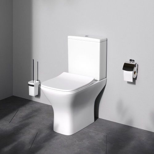 Унитаз напольный с бачком Am.Pm Gem C908601SC белый с сиденьем микролифт безободковый каскадный смыв