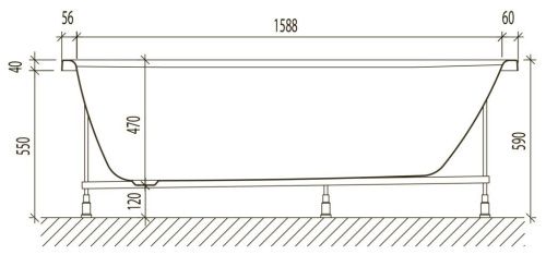 Ванна акриловая Aquanika Form A1017075026 170х75 пристенная прямоугольная - фото 4
