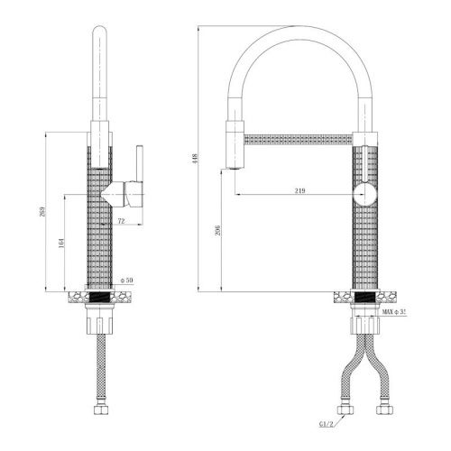 Смеситель для кухни Esko Kitchen K51B на мойку черный - фото 3