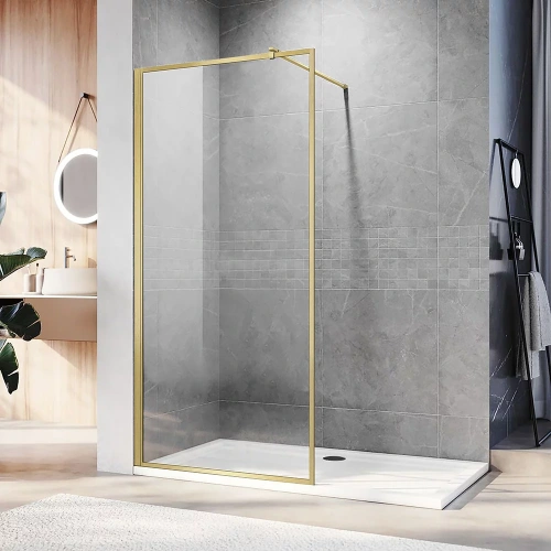 Душевая перегородка Veconi Korato KR81G-120-01-C8 120х200 стекло прозрачное профиль золото