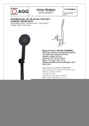 Душевая система AQG Tube 19TUBER21705 встраиваемая в стену цвет черный - фото 5