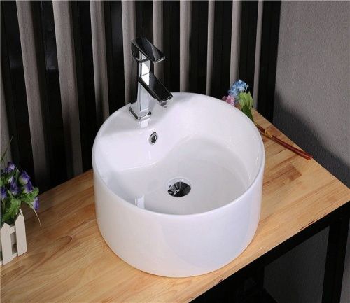 Раковина из сантехнического фаянса CeramaLux 7026B 40х40 накладная цвет белый 1 отверстие под смеситель - фото 5