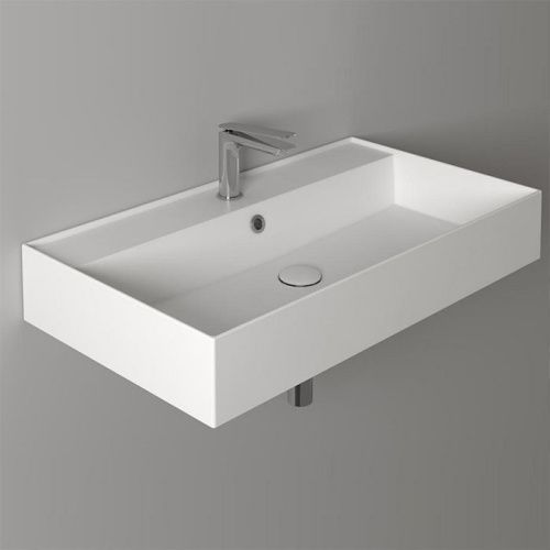 Раковина из сантехнического фаянса Simas Agile AG81 bi*1 80х50 подвесная цвет белый 1 отверстие под смеситель