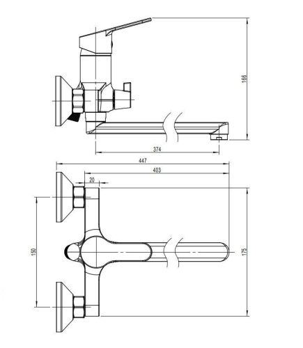 Смеситель для ванны Rush Sky SK5720-51 настенный хром - фото 2