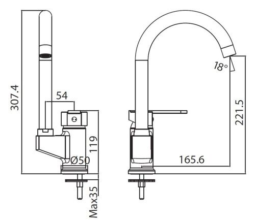 Смеситель для кухни Creavit VG1509 на мойку хром - фото 2
