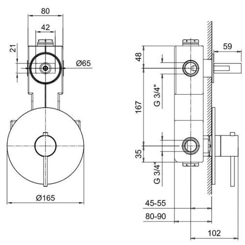 Внутренняя часть термостатического смесителя для душа Fantini Complementi 19 00 6001A - фото 2