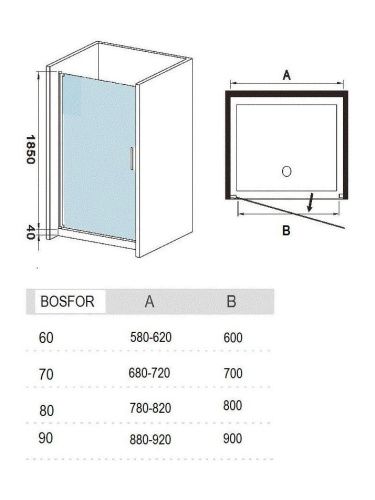 Душевая дверь River BOSFOR 10000003650 70х185 стекло матовое профиль хром - фото 2