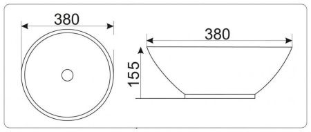 Раковина из сантехнического фаянса CeramaLux 9002 40х40 накладная цвет белый без отверстий под смеситель
