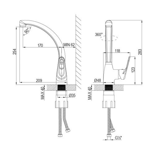Смеситель для кухни LeMark Luna LM4155C на мойку хром - фото 2