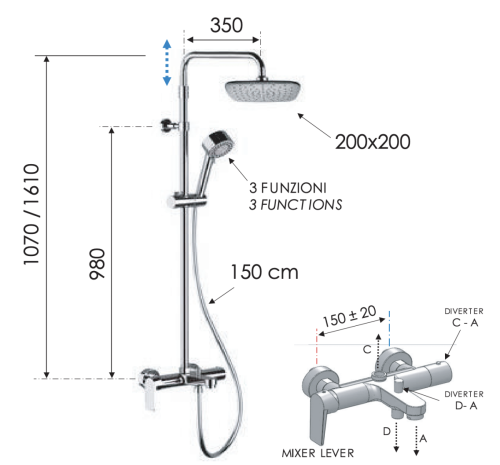 Душевая стойка Remer Dream D34AAD20 настенная цвет хром - фото 2