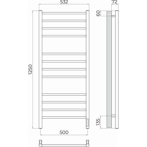 Полотенцесушитель электрический Terminus 4670078544377 55х125 хром - фото 3