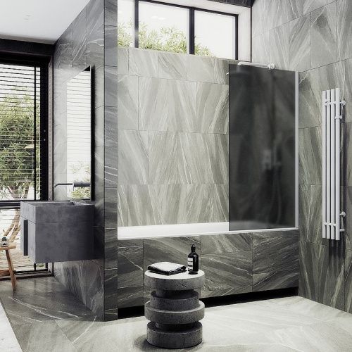 Душевая шторка на ванну Maybah Glass MGV-88-1ш 80х140 стекло тонированное профиль белый ориентация универсальная - фото 3