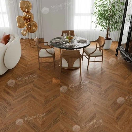 SPC ламинат Alpine Floor Chervon Alpine ECO 18-22 MC Орех Нойер Chevron толщина 0.5 см 43 класс 600х127 - фото 3