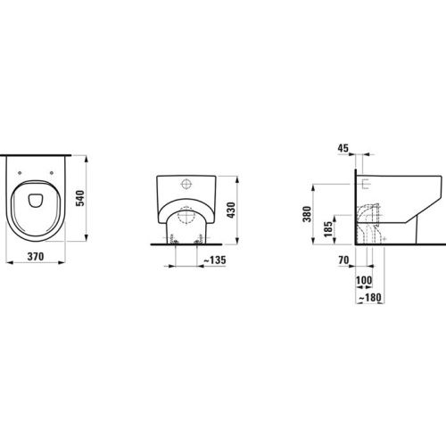 Чаша унитаза напольная Laufen Sonar 8.2334.1.757.000.1 цвет белый без сиденья и безободковая душевой смыв - фото 2