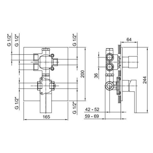Внутренняя часть смесителя для душа, переключатель на 3 источника Fantini AR/38 19 02 3387A - фото 2