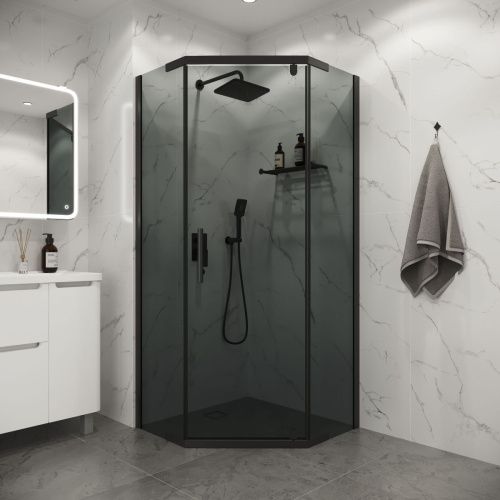 Душевой уголок Niagara Eco NG-1010-14DT 100х100 стекло тонированное профиль черный без поддона - фото 3