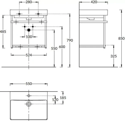 Консоль под раковину Kerama Marazzi PRO PRO.55.02\BLK.M 50х40 подвесная цвет черный - фото 2