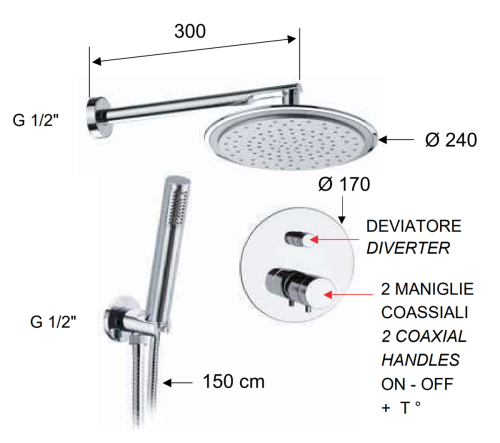 Душевая система Remer Elegance NT09S02 встраиваемая в стену цвет хром с термостатом - фото 2