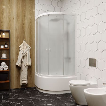 Душевой уголок Parly ZF80 80х80 стекло матовое профиль белый с поддоном